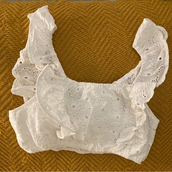 7 For All Mankind Skirt And Top Eyelet Ruffle White Size Small - Picture 3 of 3